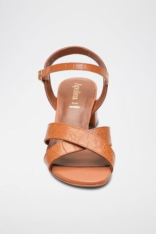 Sandali con tacco in pelle di capra Evy - Marrone