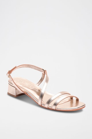 Sandalias de piel caprina de tacón Mirabel - Dorado