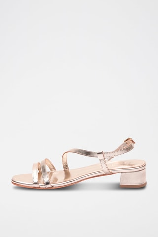 Sandalias de piel caprina de tacón Mirabel - Dorado