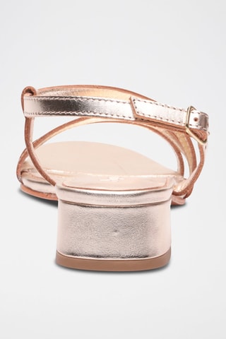 Sandalias de piel caprina de tacón Mirabel - Dorado