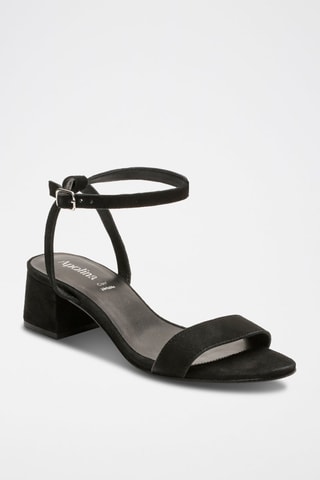 Sandali con tacco in pelle scamosciata di capra Molly - Nero