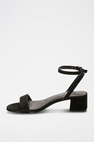 Sandali con tacco in pelle scamosciata di capra Molly - Nero