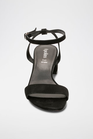 Sandali con tacco in pelle scamosciata di capra Molly - Nero