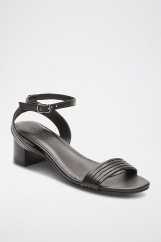 Sandalias de piel caprina de tacón Ely - Negro
