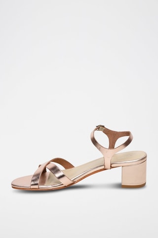 Sandálias de salto em couro Elvyne - Dourado-rosa - Rosa e dourado