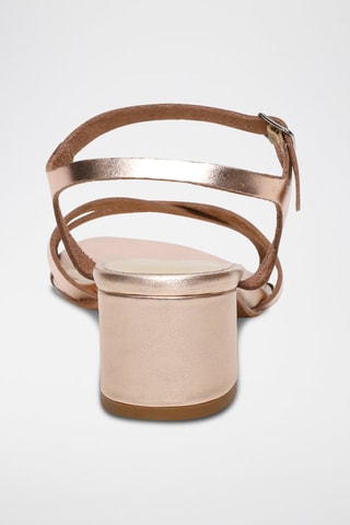Sandálias de salto em couro Elvyne - Dourado-rosa - Rosa e dourado