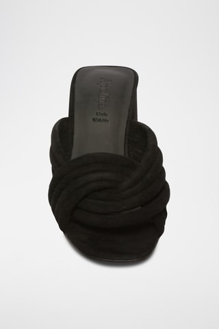Ciabatte con tacco in pelle di capra Helena - Nero