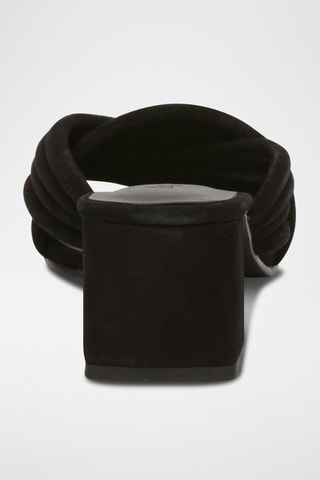 Ciabatte con tacco in pelle di capra Helena - Nero