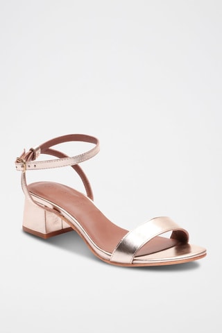 Sandalias de piel caprina de tacón Molly - Dorado