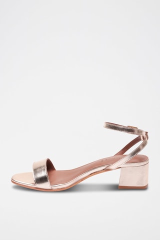 Sandalias de piel caprina de tacón Molly - Dorado