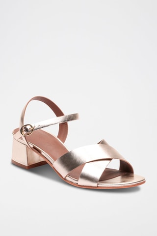 Sandali con tacco in pelle di capra Fanny - Dorato