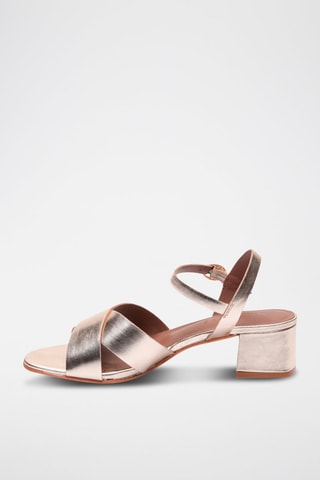 Sandali con tacco in pelle di capra Fanny - Dorato