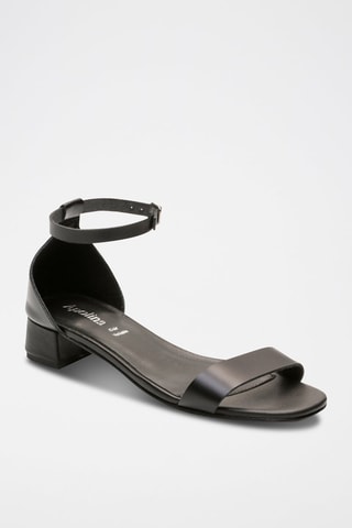 Sandali con tacco in pelle di bufalo Anabel - Nero