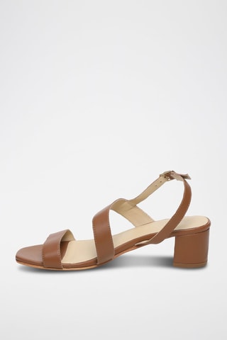 Sandalias de piel caprina de tacón Lou - Camel