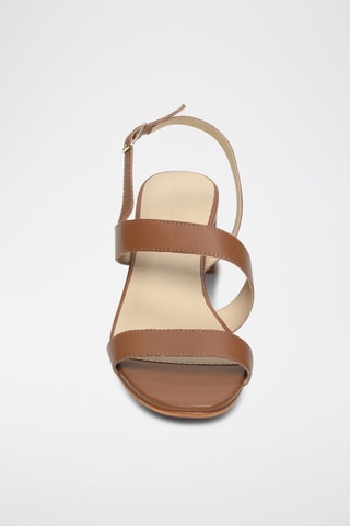 Sandalias de piel caprina de tacón Lou - Camel