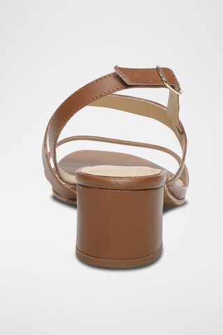 Sandalias de piel caprina de tacón Lou - Camel