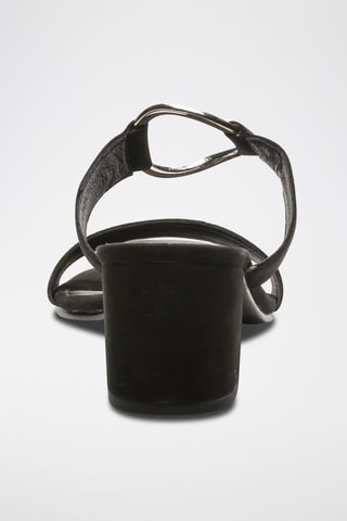 Ciabatte con tacco in pelle scamosciata Rosy - Nero e argentato
