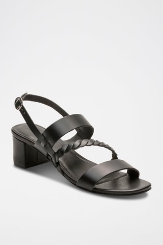 Sandali con tacco in pelle di capra Raquel - Nero