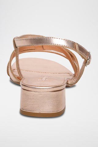 Sandálias de salto em couro de cabra Assaka - Dourado-rosa