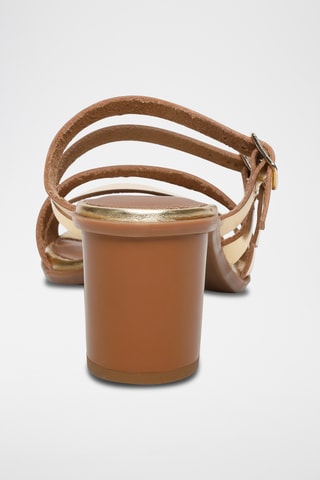 Ciabatte con tacco in pelle Zag - Dorato