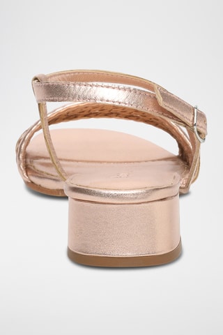 Sandálias de salto em couro de cabra Ronda - Dourado-rosa