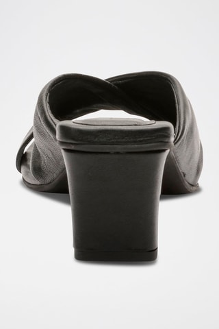 Ciabatte con tacco in pelle di montone nappa  Renee - Nero