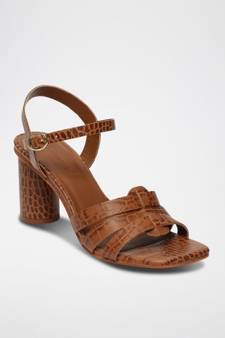 Sandalias de piel de tacón Malia - Marrón