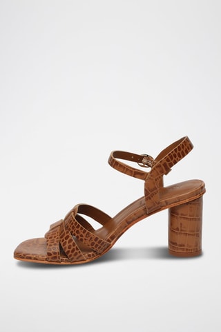 Sandalias de piel de tacón Malia - Marrón