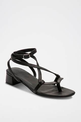 Sandali con tacco in pelle di montone nappa Romy - Nero