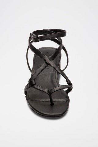Sandali con tacco in pelle di montone nappa Romy - Nero