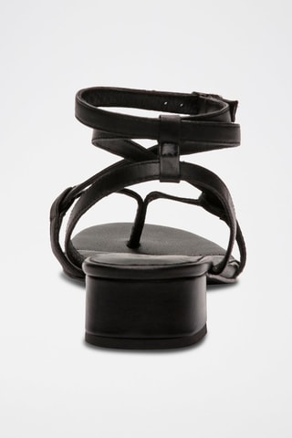 Sandali con tacco in pelle di montone nappa Romy - Nero