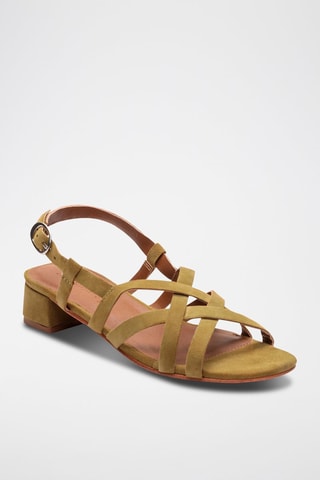 Geitennubuck Romeinse Sandalen met Hak Doris - Groen