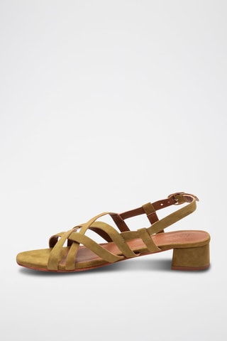 Geitennubuck Romeinse Sandalen met Hak Doris - Groen