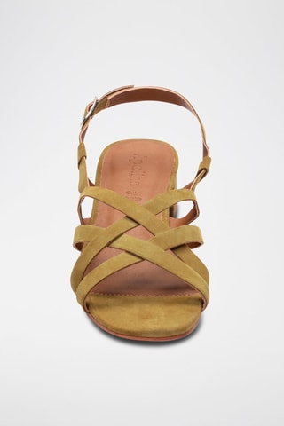 Geitennubuck Romeinse Sandalen met Hak Doris - Groen