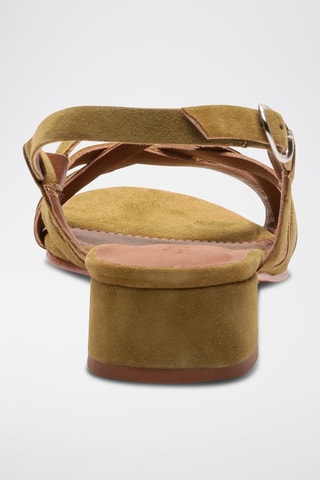 Geitennubuck Romeinse Sandalen met Hak Doris - Groen