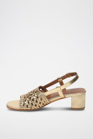 Sandali con tacco in pelle di capra Rayna - Dorato