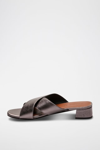 Ciabatte con tacco in pelle di capra Ohia - Grigio