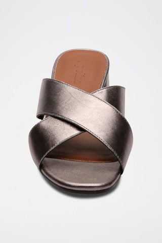 Ciabatte con tacco in pelle di capra Ohia - Grigio
