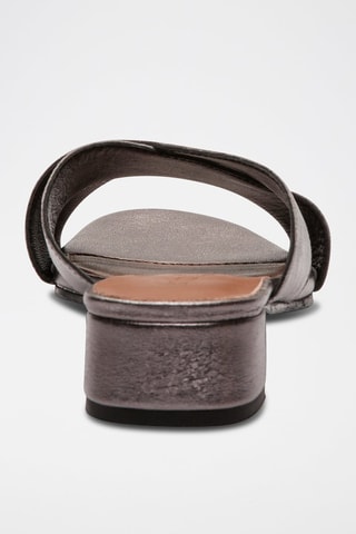 Ciabatte con tacco in pelle di capra Ohia - Grigio