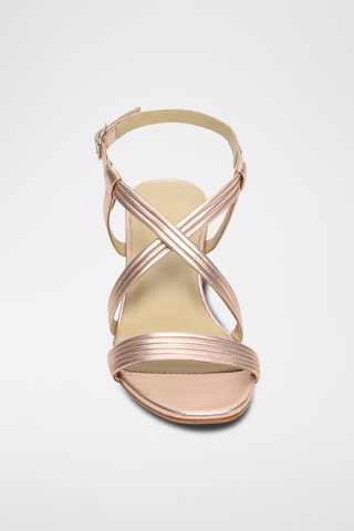 Sandálias de salto em couro de cabra Isaline - Dourado-rosa