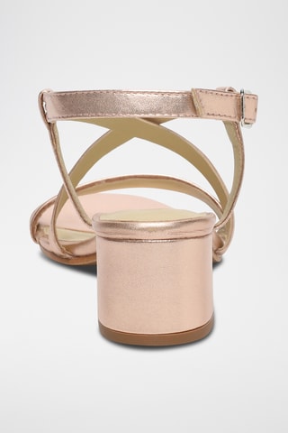 Sandálias de salto em couro de cabra Isaline - Dourado-rosa