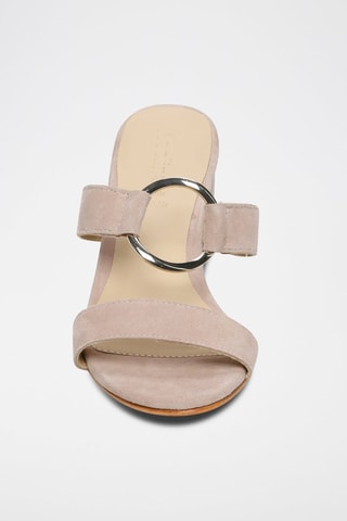 Ciabatte con tacco in pelle scamosciata Rosy - Beige