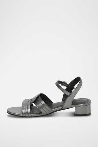 Geitenleren Sandalen met Hak Matera - Zilverkleurig