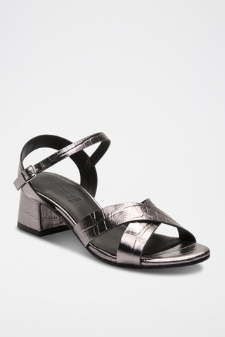 Sandalias de piel de tacón Evy - Dorado