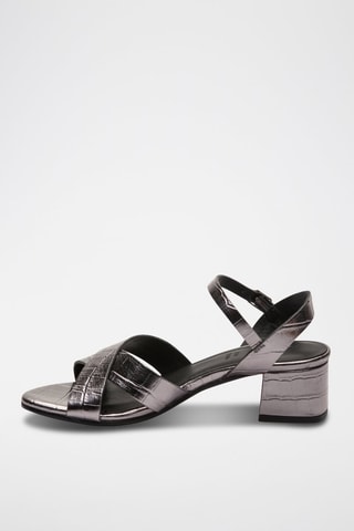 Sandalias de piel de tacón Evy - Dorado