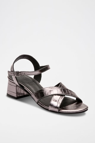 Geitenleren Sandalen met Hak Fanny - Zilverkleurig