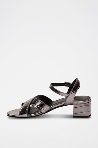 Geitenleren Sandalen met Hak Fanny - Zilverkleurig