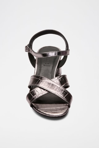 Geitenleren Sandalen met Hak Fanny - Zilverkleurig