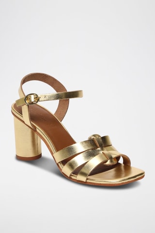 Sandalias de piel caprina de tacón Malia - Dorado