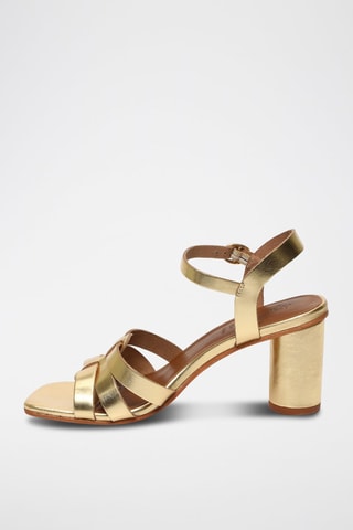 Sandalias de piel caprina de tacón Malia - Dorado